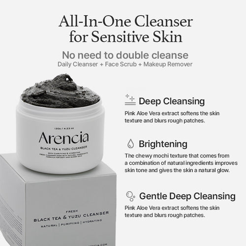 Arencia Black Tea & Yuzu Rice Mochi Cleanser 120g