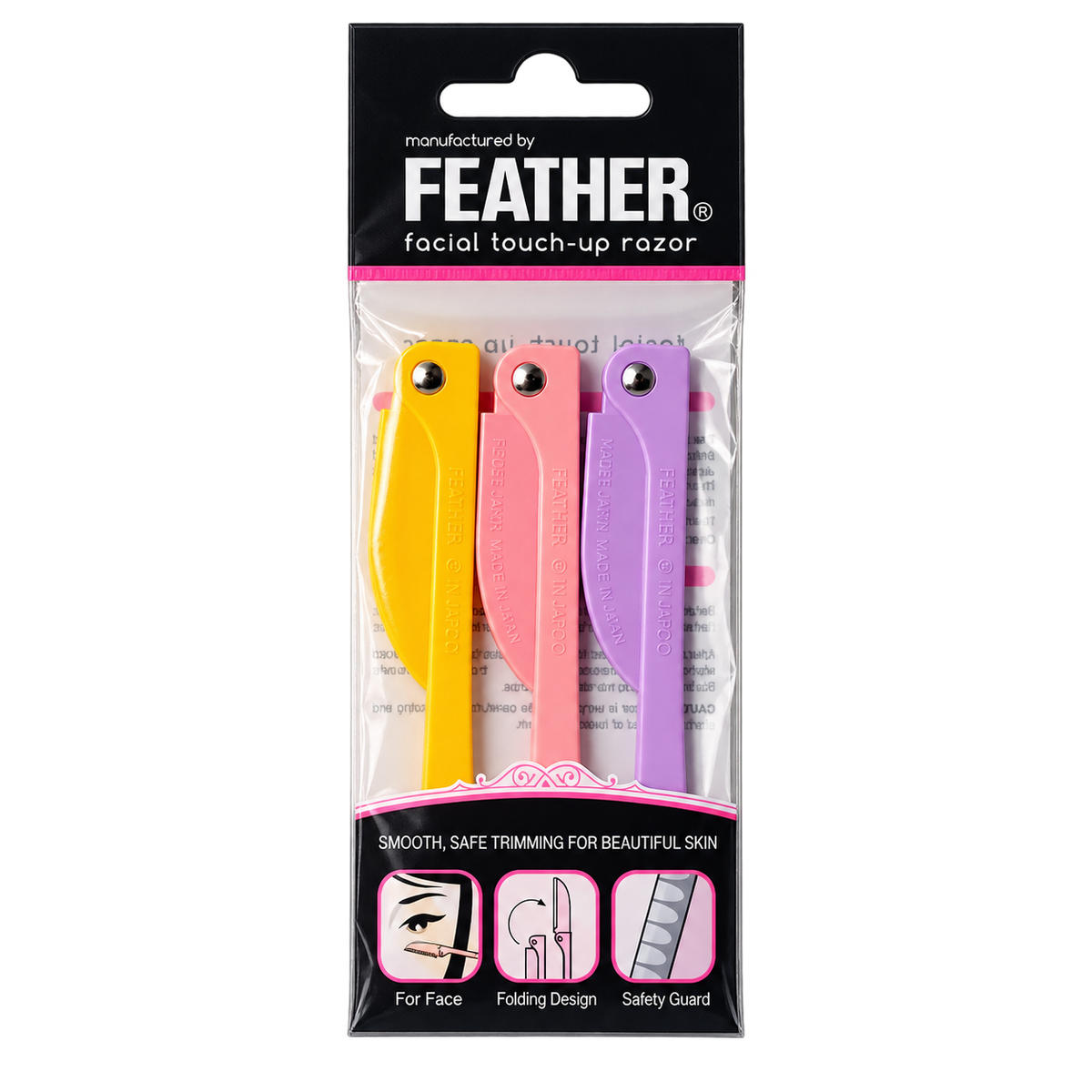 Feather Flamingo Facial Touch-Up Razor 3pcs FLS-P