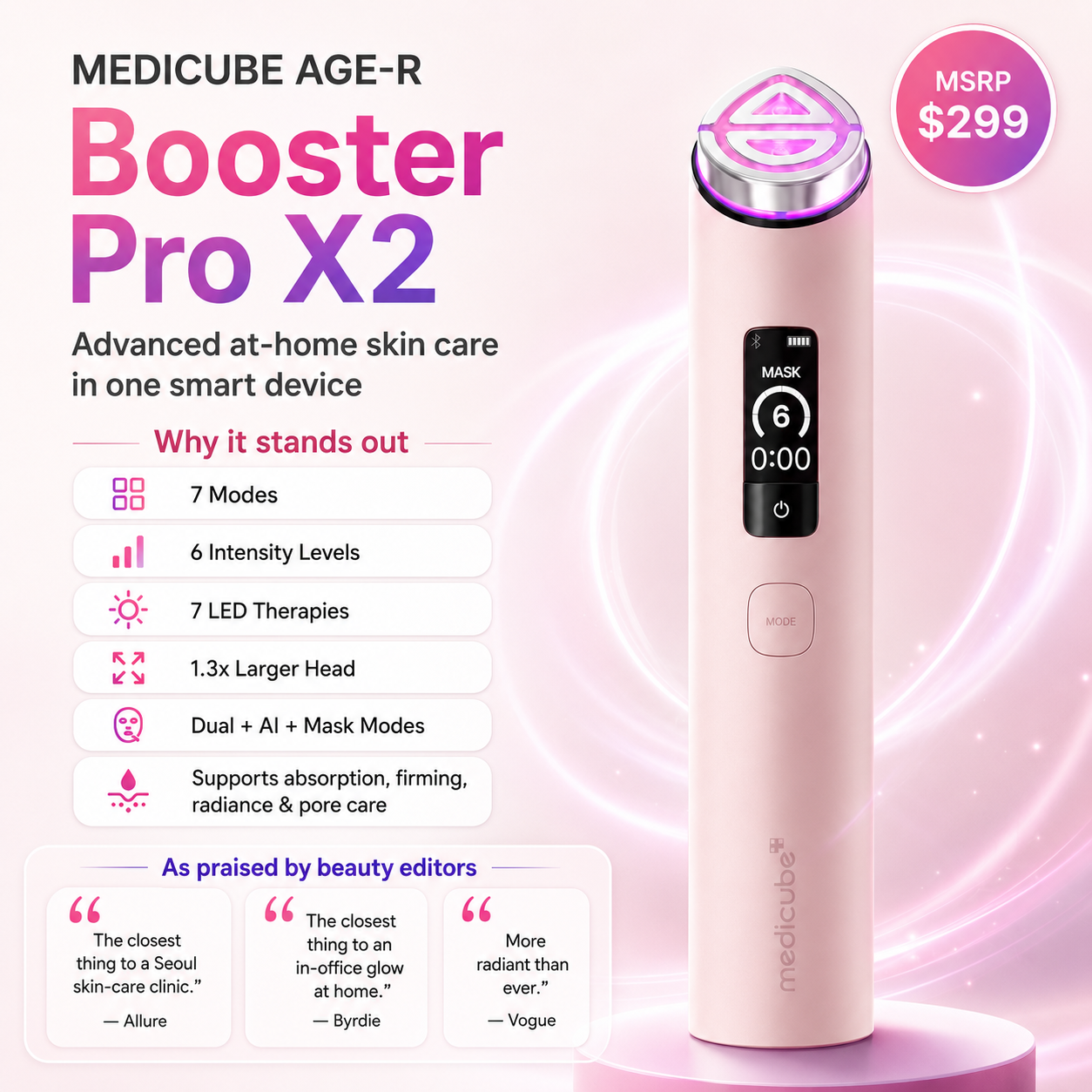 Medicube AGE-R Booster Pro X2 | K-Beauty's Most Powerful At-Home Facial Device