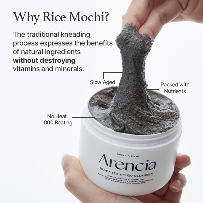 Arencia Black Tea & Yuzu Rice Mochi Cleanser | Oil Control + Brightening (120g) - MIMO MART