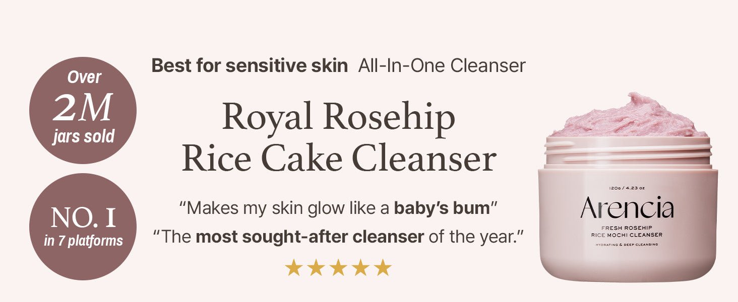 Arencia Fresh Rose Hip Rice Mochi Cleanser | Antioxidant Cleanser for Mature & Dry Skin (120g) - MIMO MART