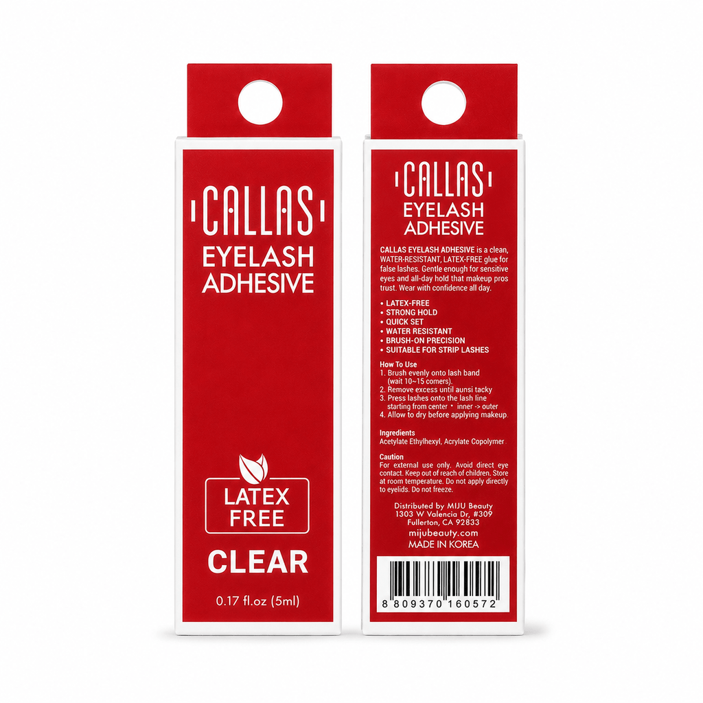 CALLAS latex-free lash adhesive CLEAR -- box view (front and back) - MIMO MART
