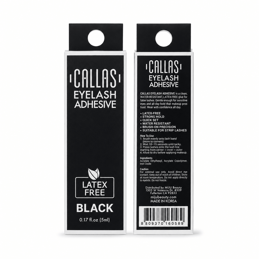 CALLAS latex-free lash adhesive BLACK -- box view (front and back) - MIMO MART