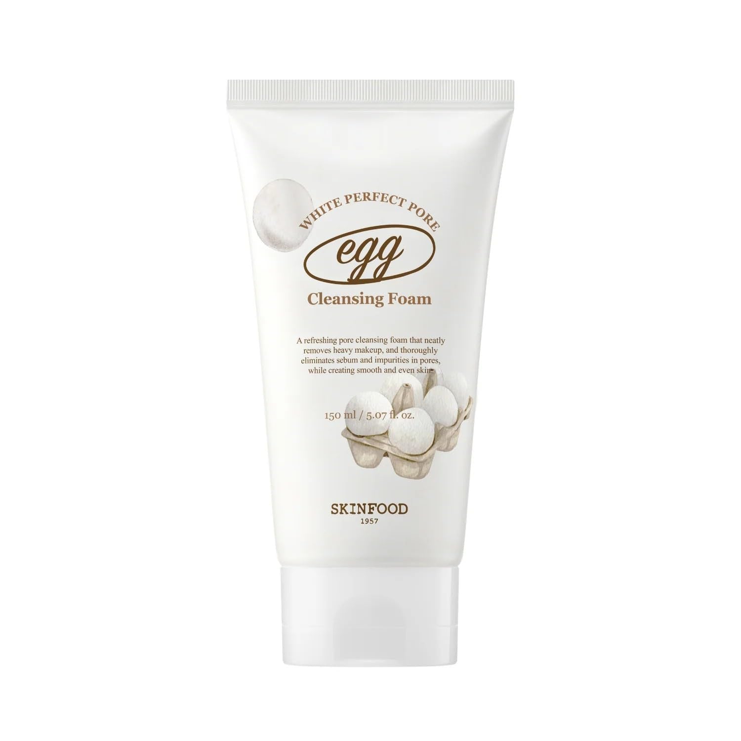 SKINFOOD Egg White Pore Foam | Deep-Cleansing BHA Foam Cleanser (150ml) - MIMO MART