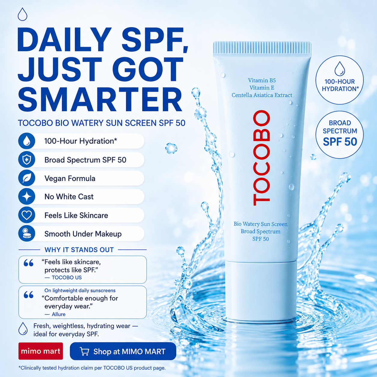 TOCOBO Bio Watery Sun Screen SPF 50 50ml - MIMO MART